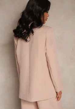 Ciemnoróżowa Marynarka z Ozdobną Imitacją Kieszeni Nilzedi