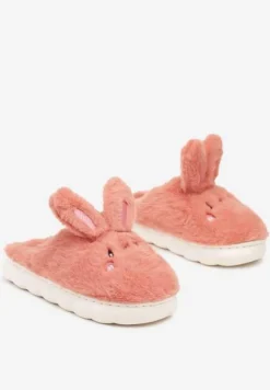 Ciemnoróżowe Futrzane Kapcie Vices na Platformie z Tłoczeniem w Stylu Królika Adarevia
