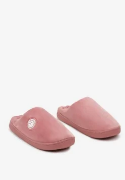 Ciemnoróżowe Kapcie na Płaskiej Podeszwie Ozdobione Futerkiem w Stylu Baranka Mairelle