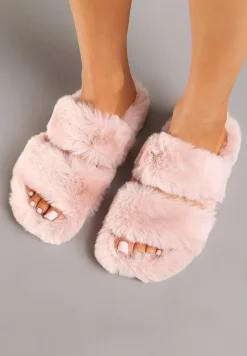 Ciemnoróżowe Kapcie z Futerkiem i Wkładką z Ekozamszu Esanira