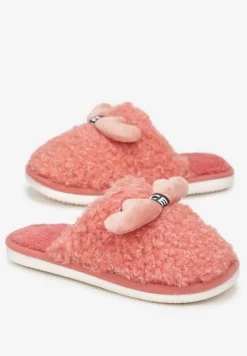 Ciemnoróżowe Kapcie z Futerkiem i Naszywką Dirina