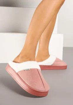 Ciemnoróżowe Klasyczne Kapcie Vices z Ozdobnym Futrem Eleahilde