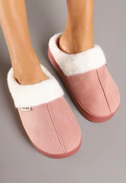 Ciemnoróżowe Klasyczne Kapcie Vices z Ozdobnym Futrem Eleahilde