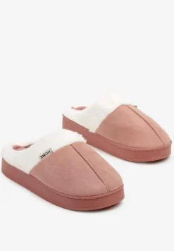 Ciemnoróżowe Klasyczne Kapcie Vices z Ozdobnym Futrem Eleahilde