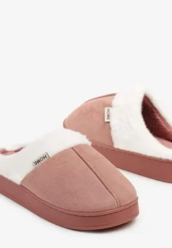 Ciemnoróżowe Klasyczne Kapcie Vices z Ozdobnym Futrem Eleahilde