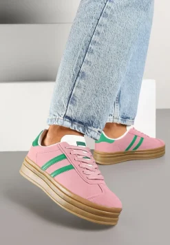 Ciemnoróżowe Klasyczne Sneakersy na Niewysokiej Platformie Terilee