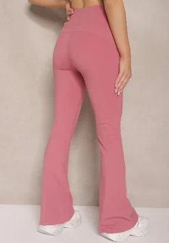 Ciemnoróżowe Legginsy Dzwony High Waist Korivienne