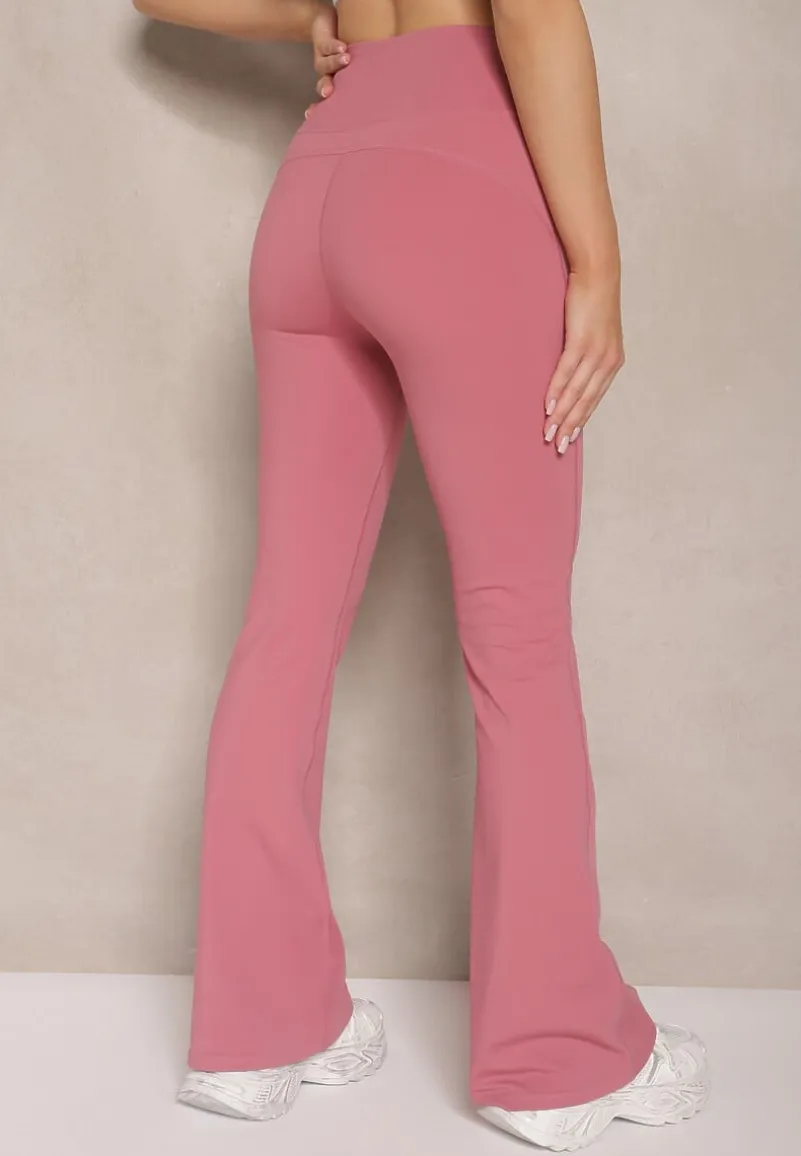 Ciemnoróżowe Legginsy Dzwony High Waist Korivienne