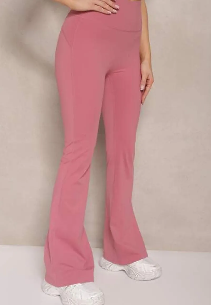 Ciemnoróżowe Legginsy Dzwony High Waist Korivienne