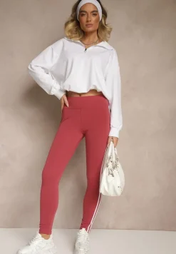 Ciemnoróżowe Legginsy Ozdobione Lampasami Puelle