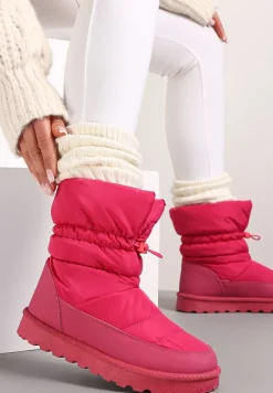 Ciemnoróżowe Pikowane Śniegowce z Troczkiem Pehn