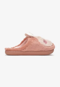 Ciemnoróżowe Pluszowe Kapcie z Królikiem Heas