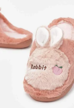 Ciemnoróżowe Pluszowe Kapcie z Królikiem Heas