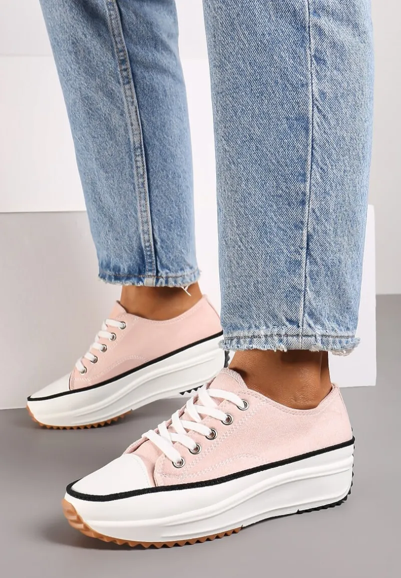 Ciemnoróżowe Trampki na Wysokiej Platformie z Ozdobnym Bieżnikiem Nevelisse