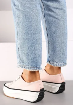 Ciemnoróżowe Trampki na Wysokiej Platformie z Ozdobnym Bieżnikiem Nevelisse