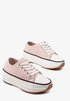 Ciemnoróżowe Trampki na Wysokiej Platformie z Ozdobnym Bieżnikiem Nevelisse