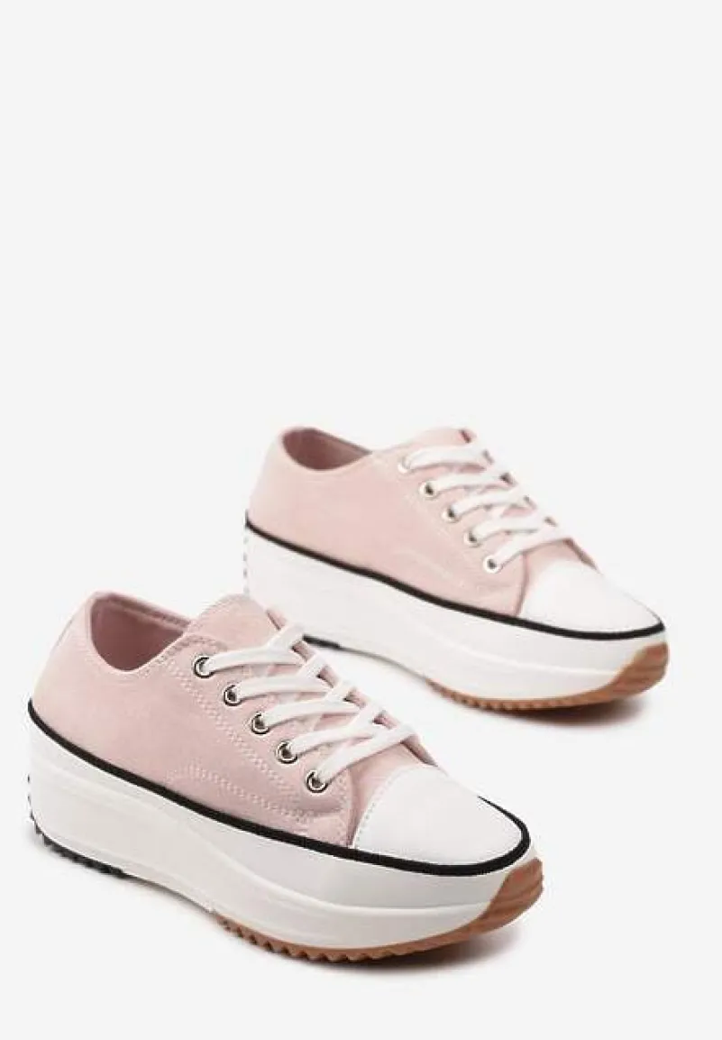 Ciemnoróżowe Trampki na Wysokiej Platformie z Ozdobnym Bieżnikiem Nevelisse