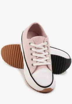 Ciemnoróżowe Trampki na Wysokiej Platformie z Ozdobnym Bieżnikiem Nevelisse