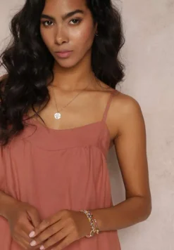 Ciemnoróżowy Kombinezon na Regulowanych Ramiączkach z Długimi Nogawkami z Bawełny Myrcela