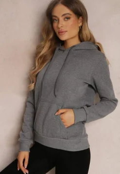 Ciemnoszara Bluza Basic z Kapturem Corbetes