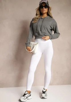 Ciemnoszara Bluza z Kapturem i Bawełną Ozdobiona Ściągaczami Evianae