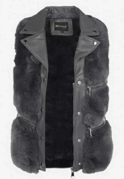 Ciemnoszara Kamizelka Futrzana Katonice