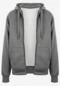 Ciemnoszara Klasyczna Bluza z Kapturem i Sznurkami Ballata