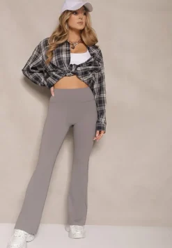 Ciemnoszare Legginsy Dzwony High Waist Korivienne