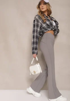 Ciemnoszare Legginsy Dzwony High Waist Korivienne