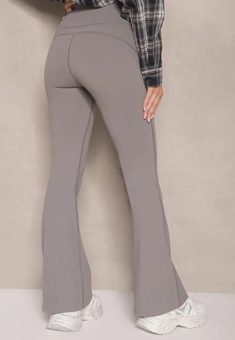 Ciemnoszare Legginsy Dzwony High Waist Korivienne