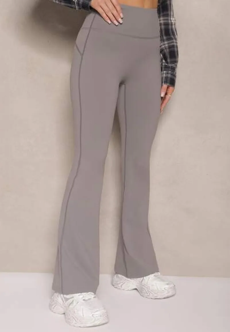 Ciemnoszare Legginsy Dzwony High Waist Korivienne