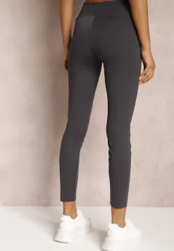 Ciemnoszare Legginsy z Gumką w Talii z Długimi Nogawkami Somys