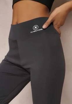 Ciemnoszare Legginsy z Gumką w Talii z Długimi Nogawkami Somys