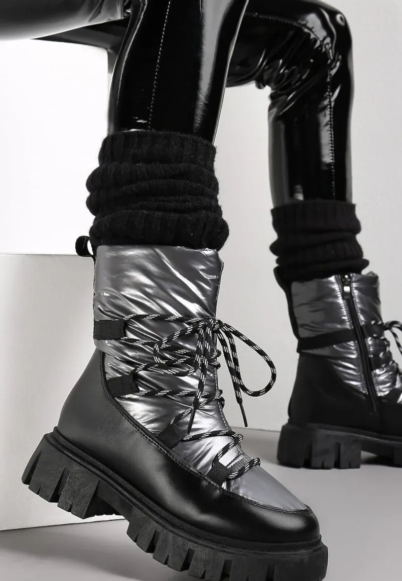 Ciemnoszare Śniegowce Pikowane Metaliczne Essa