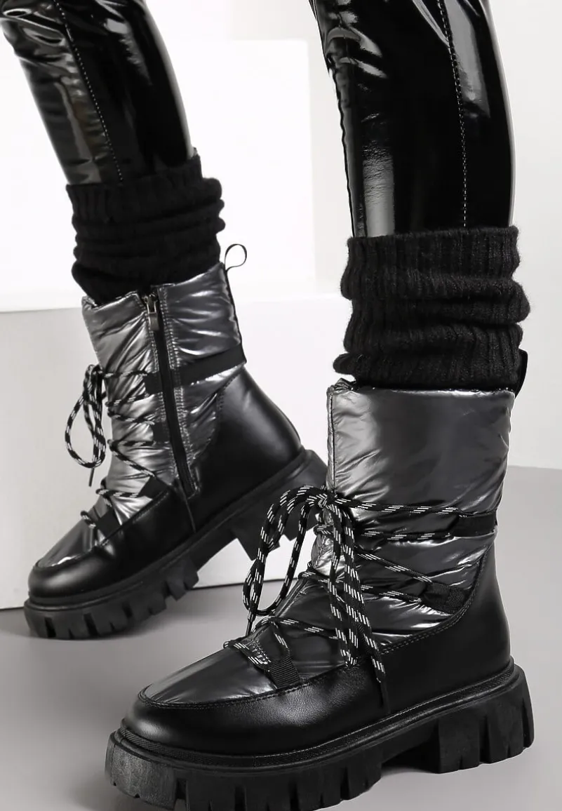 Ciemnoszare Śniegowce Pikowane Metaliczne Essa