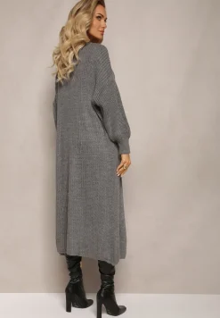 Ciemnoszary Długi Kardigan Oversize Angellona