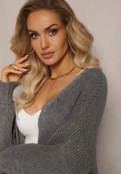 Ciemnoszary Długi Kardigan Oversize Angellona