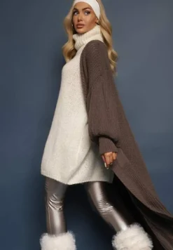 Ciemnoszary Kardigan Długi z Bufiastym Rękawem Mesho