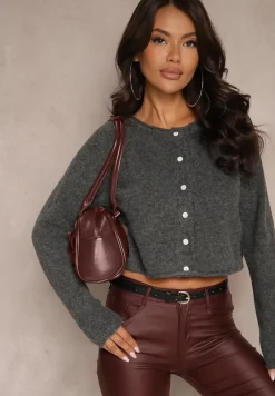 Ciemnoszary Rozpinany Kardigan z Wełną Evelinae