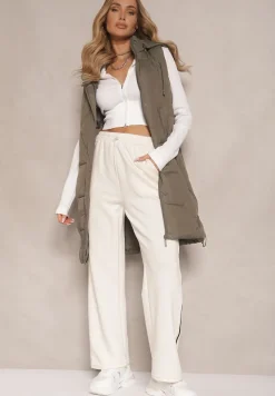 Ciemnozielona Kamizelka z Pikowaniem Ściągaczami i Kapturem z Możliwością Odpięcia Norinvia