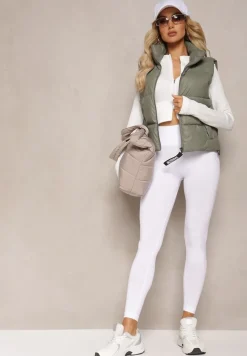 Ciemnozielona Kamizelka z Wysokim Kołnierzem i Suwakiem z Ozdobą Aklaria