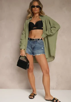 Ciemnozielona Koszula o Fasonie Oversize w Klasycznym Stylu Marionera