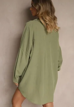 Ciemnozielona Koszula o Fasonie Oversize w Klasycznym Stylu Marionera