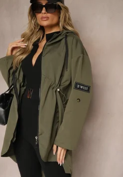 Ciemnozielona Kurtka Oversize Wiatrówka Ceshela