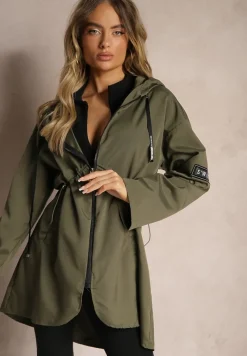 Ciemnozielona Kurtka Oversize Wiatrówka Ceshela