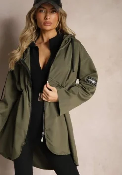 Ciemnozielona Kurtka Oversize Wiatrówka Ceshela