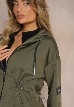 Ciemnozielona Kurtka Oversize Wiatrówka Ceshela