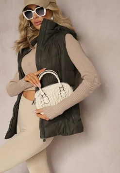 Ciemnozielona Pikowana Kamizelka z Kapturem na Suwak Ritase