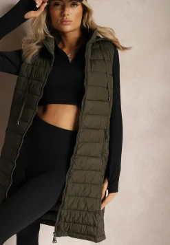 Ciemnozielona Pikowana Kamizelka z Odpinanym Kapturem Lasathi