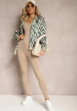 Ciemnozielona Połyskująca Bluza typu Bomberka Zasuwana Niatas